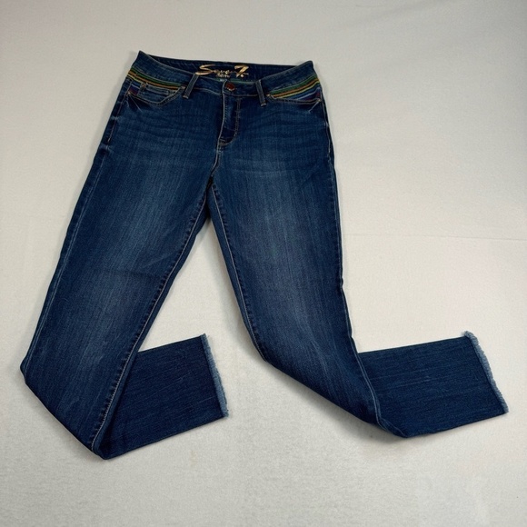 Seven7 Denim - Seven 7 Hollywood Skinny Jeans Womens Size 8 Medium Blue Rainbow High Rise